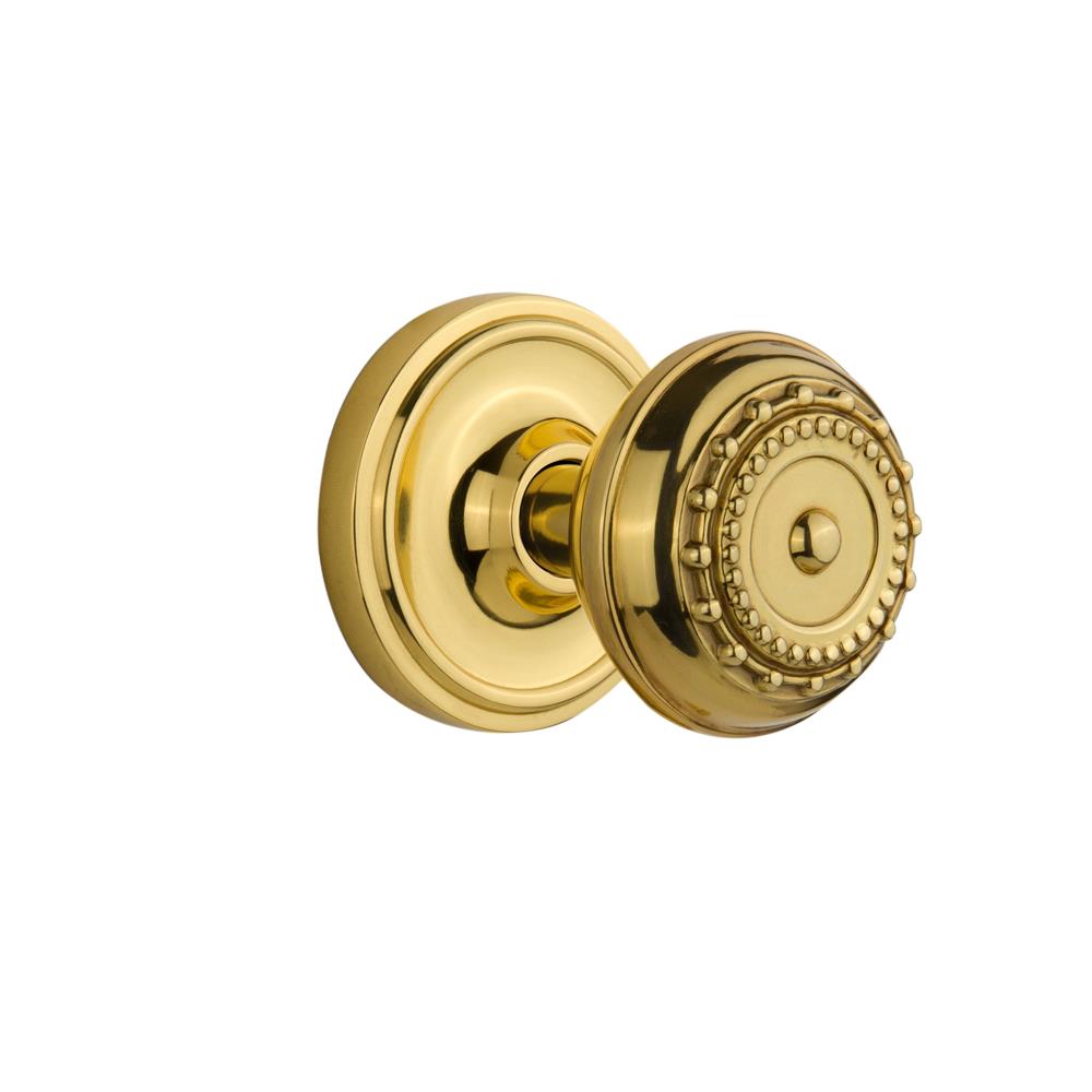 Nostalgic Warehouse CLAMEA Passage Knob Classic Rosette with Meadows Knob in Polished Brass
